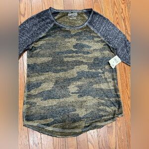 Lucky Brand Camo Raglan Sleeve Blouse